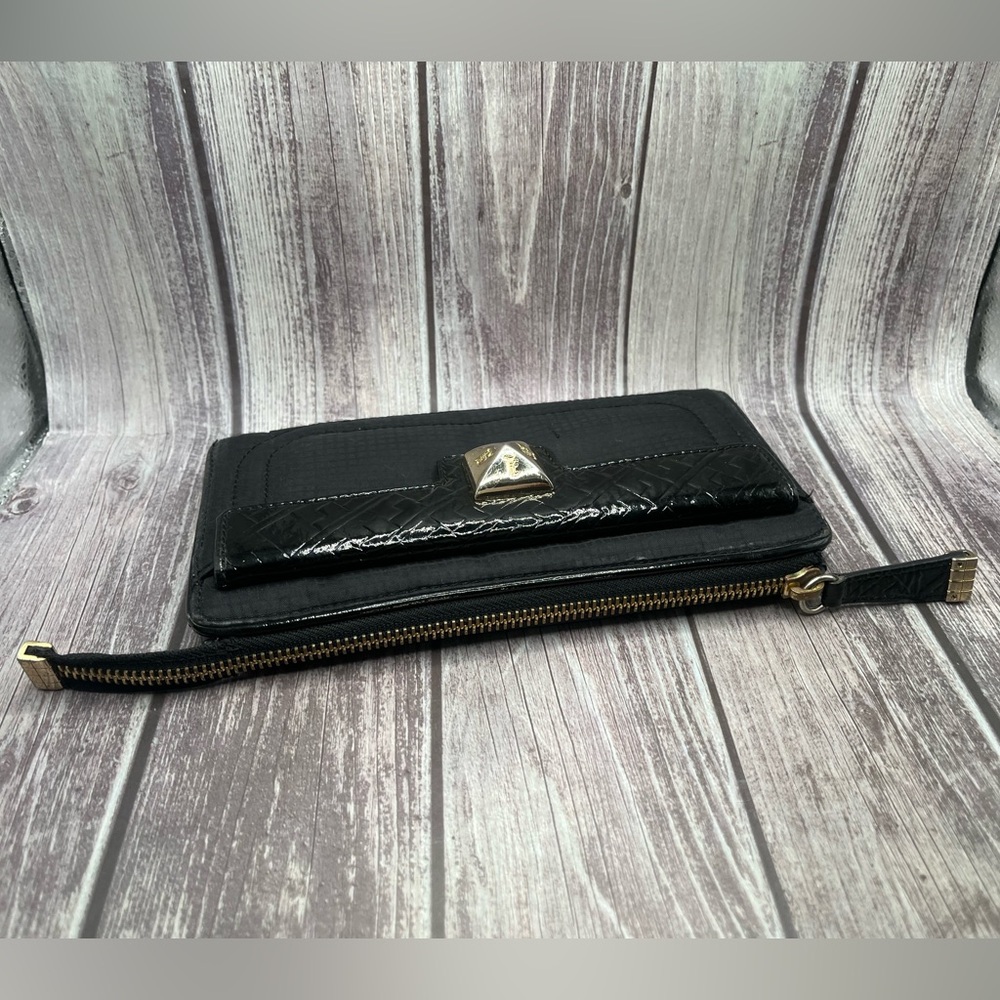 L.A.M.B VTG Y2K Gwen Stefani Black Zip Wallet Patent Leather & Fabric RARE - Picture 3 of 16